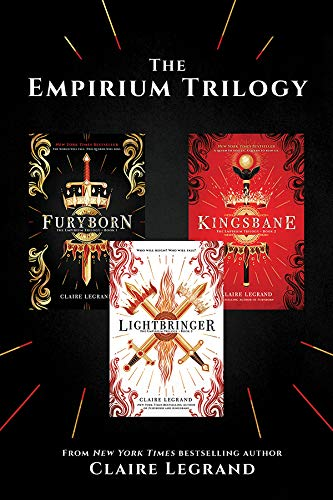 A promotional image announcing an ebook bundle sale of the complete Empirium Trilogy, featuring images of all three book covers.